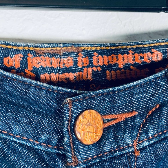 Levis Women's Blue Copper Button Rivets Ankle Wide Leg Jeans Sz 27 - Picture 11 of 16